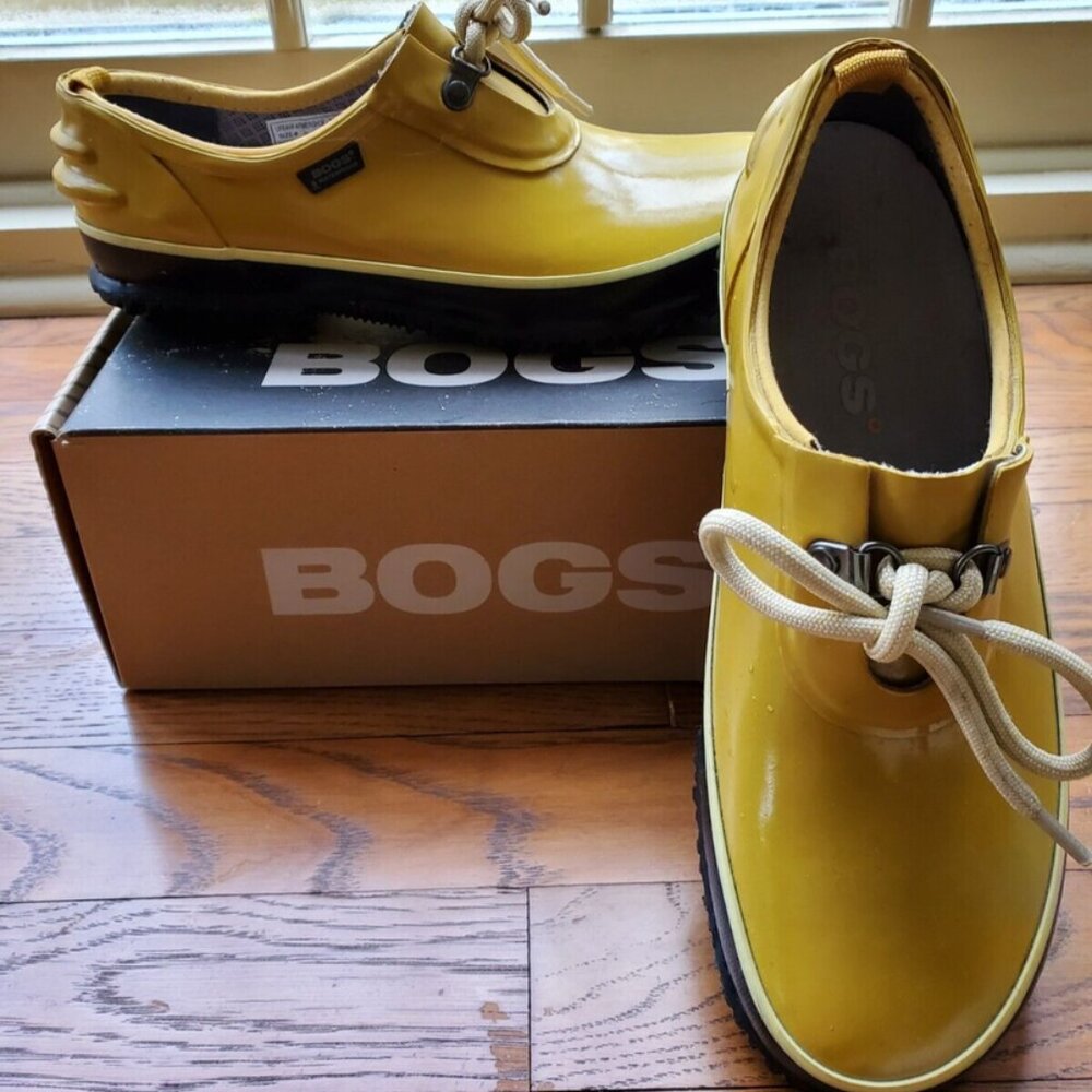 BOGS URBAN FARMER WATERPROOF RAIN SLIP ON SHOE BOOT YELLOW Sz 7 38